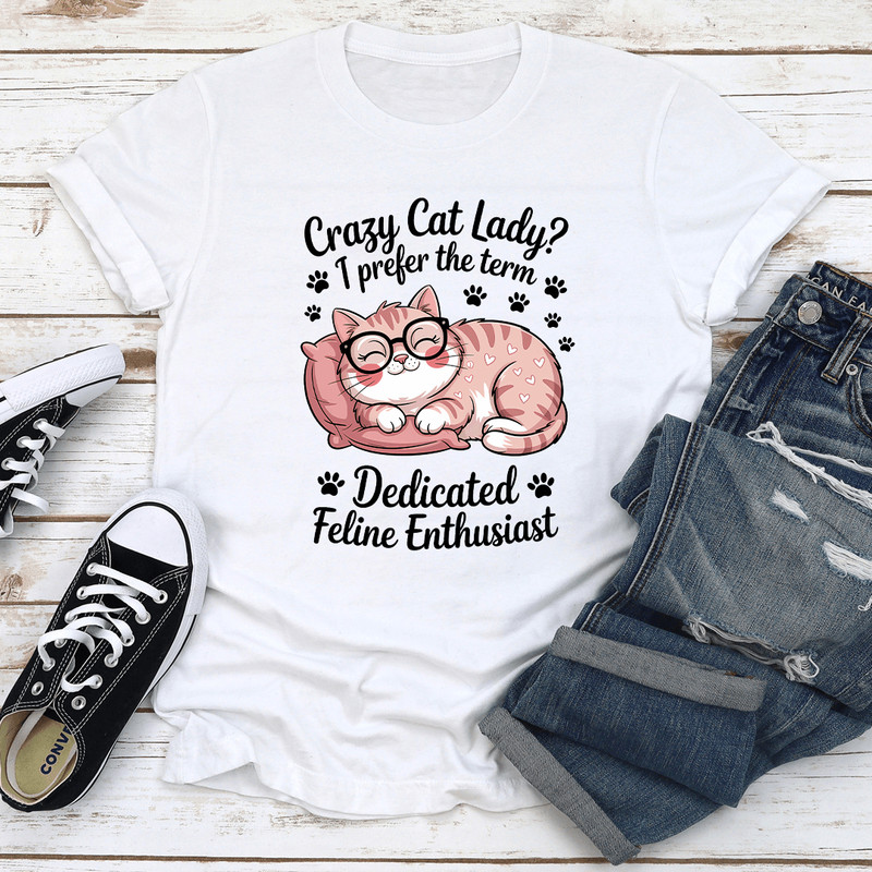 Crazy Cat Lady I Prefer The Term Dadicated Feline Enthusiast Tee 2