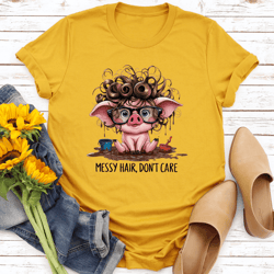 messy hair don't care tee