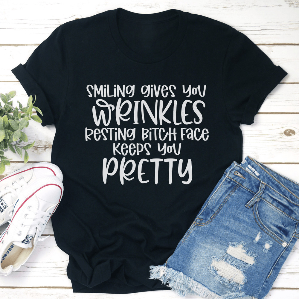 Smiling Gives You Wrinkles Tee 0