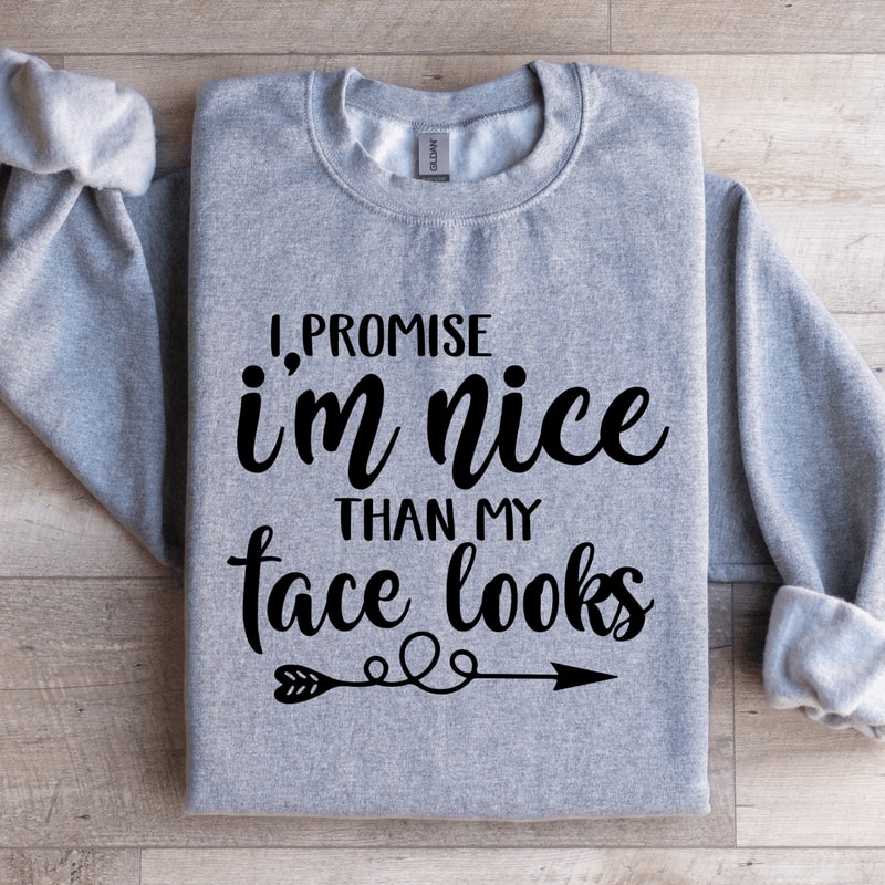 I Promise Im Nicer Than My Face Looks Sweatshirt 2