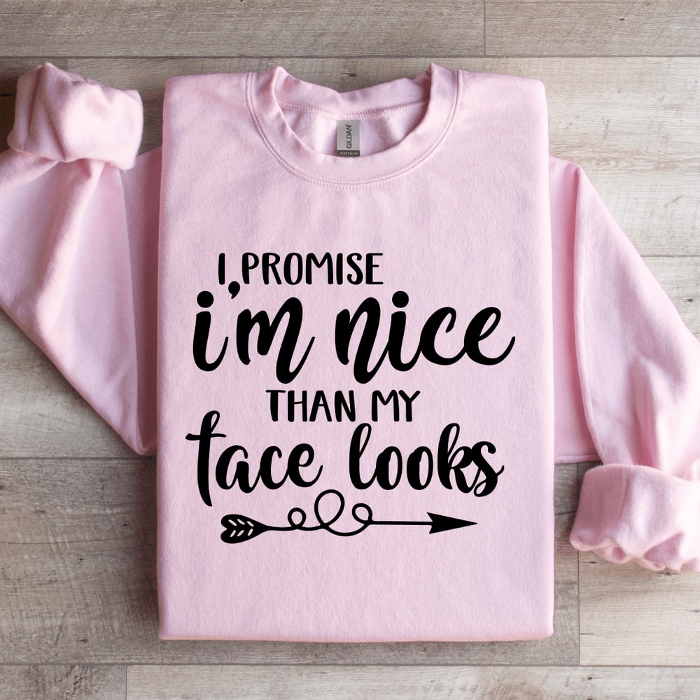 I Promise Im Nicer Than My Face Looks Sweatshirt 3