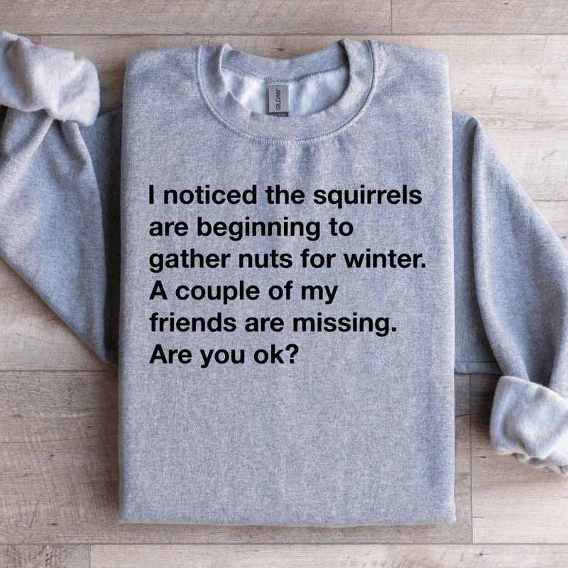 I Noticed The Squirrels Are Beginning To Gather Nuts For Winter Sweatshirt 1