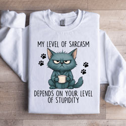 my level of sarcasm sweatshirt
