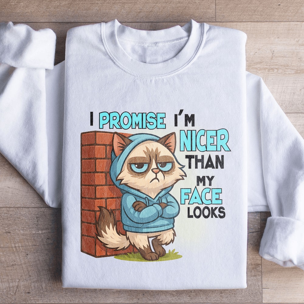 I Promise Im Nicer Than My Face Looks Sweatshirt 1