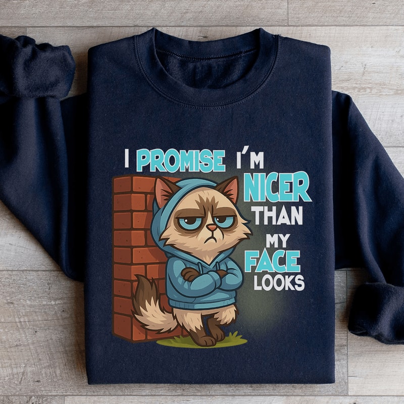 I Promise Im Nicer Than My Face Looks Sweatshirt 2