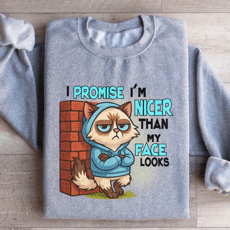 I Promise Im Nicer Than My Face Looks Sweatshirt 0