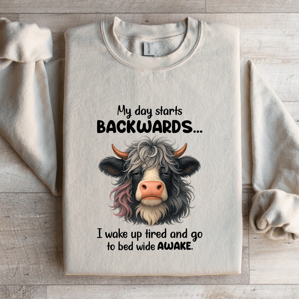 My Day Starts Backwards Sweatshirt 0