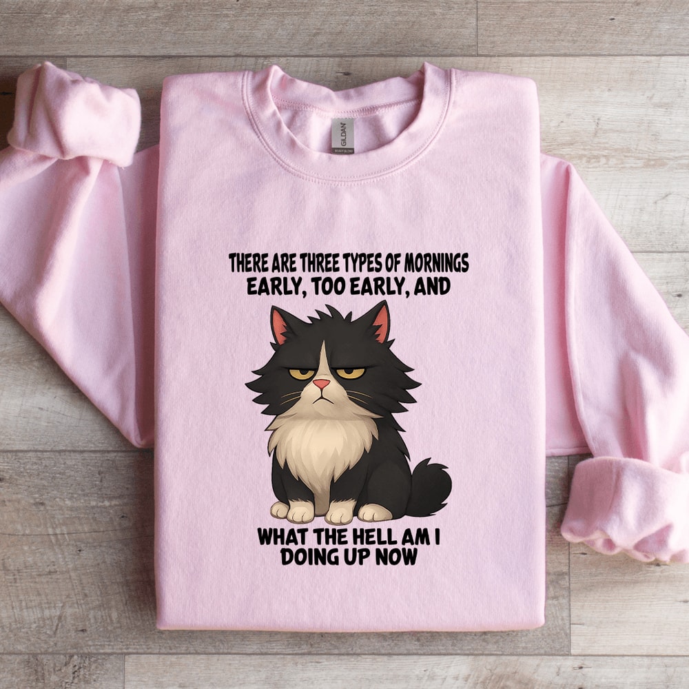 There Are Three Types Of Mornings Early Too Early Sweatshirt 1
