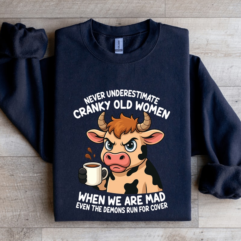Never Underestimate Cranky Old Women Sweatshirt 1
