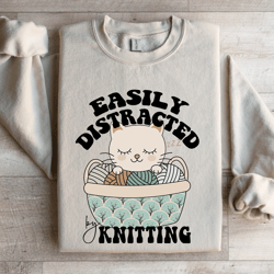 easily distracted by knitting sweatshirt