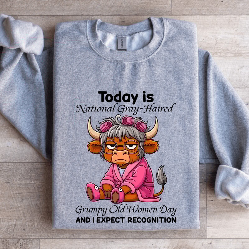 Today Is National Gray Haired Grumpy Old Women Day Sweatshirt 2