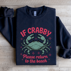 if crabby please return to the beach sweatshirt