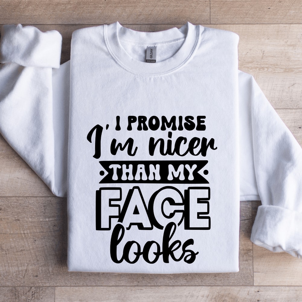 I Promise Im Nicer Than My Face Looks Sweatshirt 0