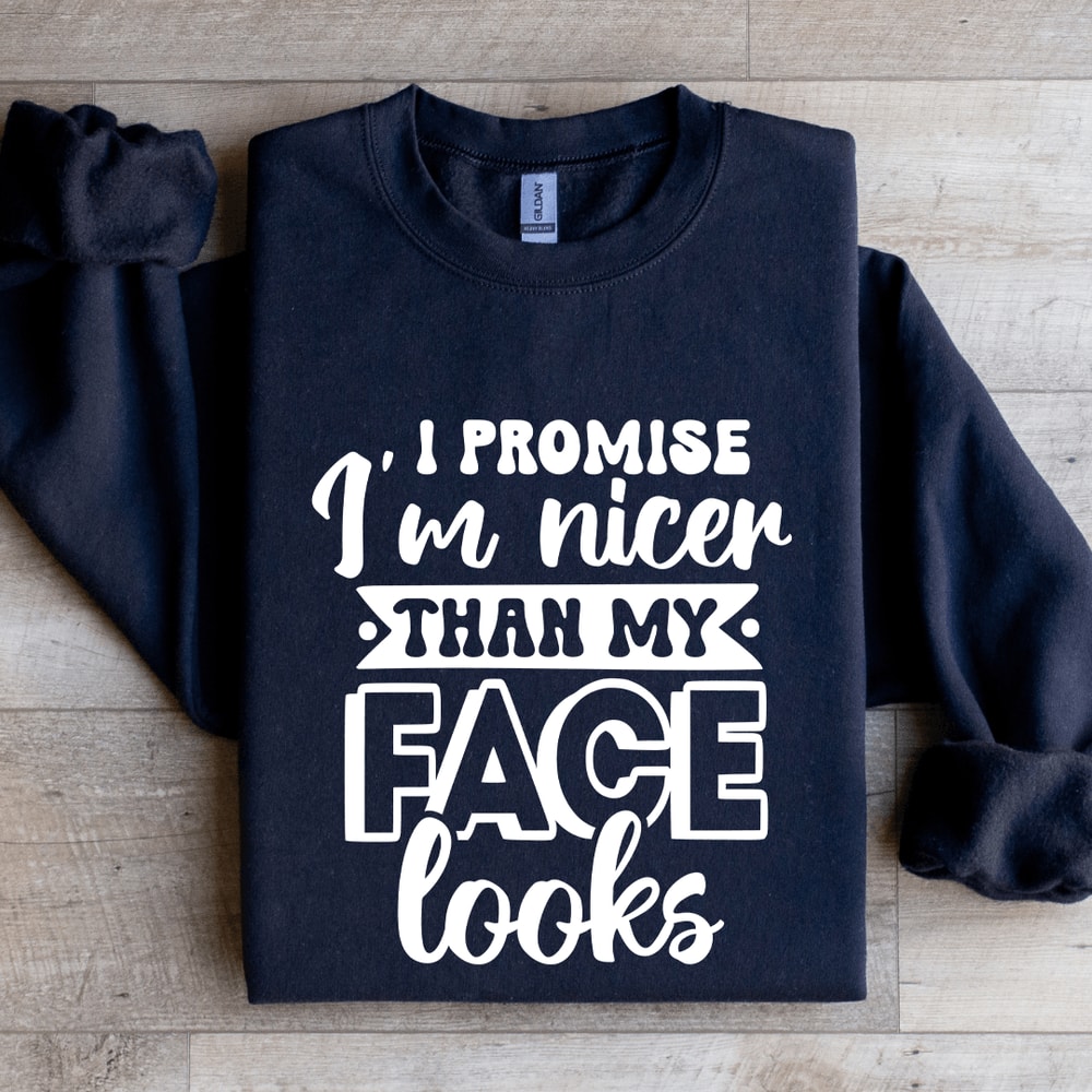 I Promise Im Nicer Than My Face Looks Sweatshirt 1