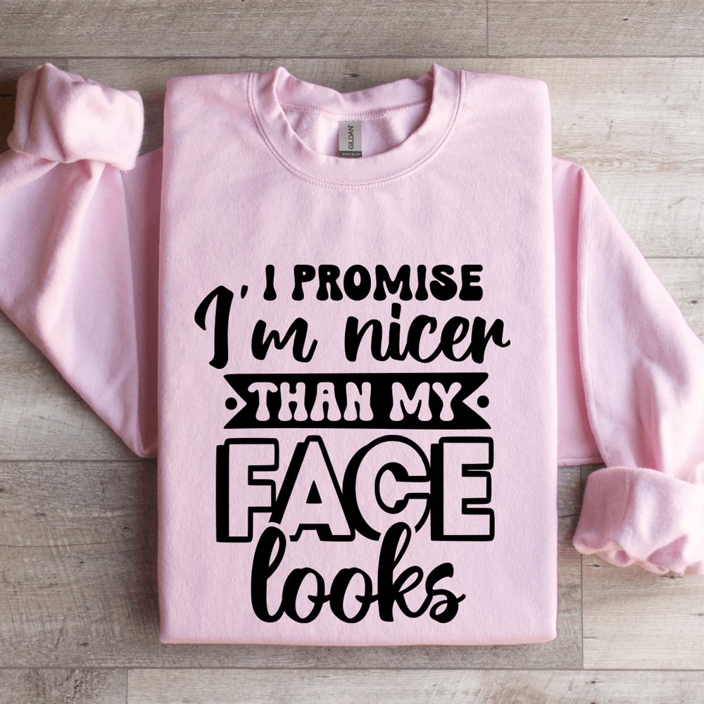I Promise Im Nicer Than My Face Looks Sweatshirt 3