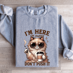 i'm here i'm awake don't push it sweatshirt