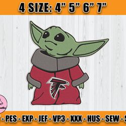 Atlanta Falcons Embroidery, Baby Yoda Embroidery, NFL Machine Embroidery Digital, 4 sizes Machine Emb Files -26-Thomas
