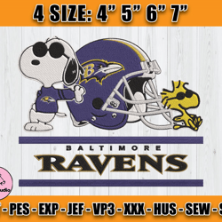 Ravens Embroidery, Snoopy Embroidery, NFL Machine Embroidery Digital, 4 sizes Machine Emb Files-01 Martin