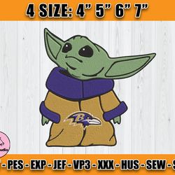 Ravens Embroidery, Baby Yoda Embroidery, NFL Machine Embroidery Digital, 4 sizes Machine Emb Files -02 Martin