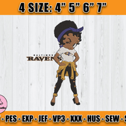 Ravens Embroidery, Betty Boop Embroidery, NFL Machine Embroidery Digital, 4 sizes Machine Emb Files -19-Thomas