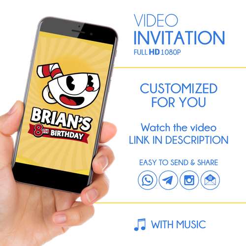 Cuphead Birthday Invitation - Animated Video Invite
