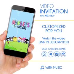 kitty and friends birthday invitation-animated video invite-kawaii characters birthday invitation