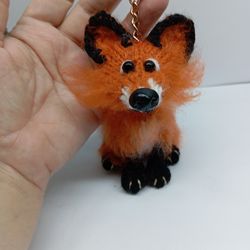 Knitted Fox Keychain,Fox car mirror hanging, Plushies Fox, Bag Pendant, Keyring Toy, Fox Car Pendant, Knitted Fox Toy