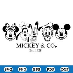 mickeyy & co. est. 1928 svg, mickey svg, disney svg, disney walt svg, mickey minnie svg