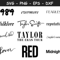 Taylor's Version Album Names Svg, Taylor's Eras Svg, The Eras Tour Svg, Taylor's Swiftie Titles Svg