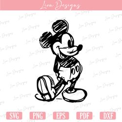 mickey svg, classic mickey svg, retro mickey png, print ready mickey, mickey sketch silhouette