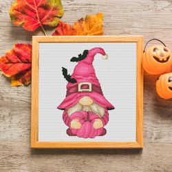 Halloween cross stitch pattern - Witch gnome