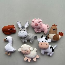 Set of 7 pdf farm animals pattern cow plush funny ornaments sheep baby mobile pattern pig ornament handmade plush cute a