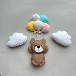Bear and balloon pdf pattern woodland animals teddy bear plush pattern funny ornament handmade plushie toy tutorial baby