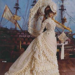 Barbie Doll clothes Crochet patterns - 1883 Lady By The Sea - Vintage pattern PDF Instant download