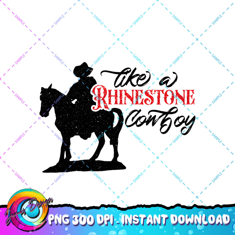 Cowboy Riding Horse Rhinestone Cowboy Western Country Gift PNG Download.jpg