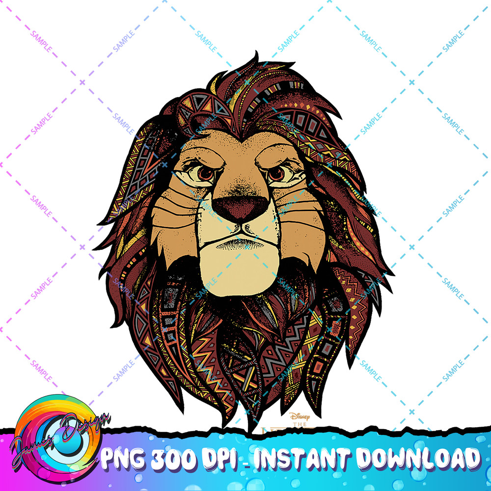 Disney Lion King Simba Ornate Geometric Pattern Portrait PNG Download.jpg