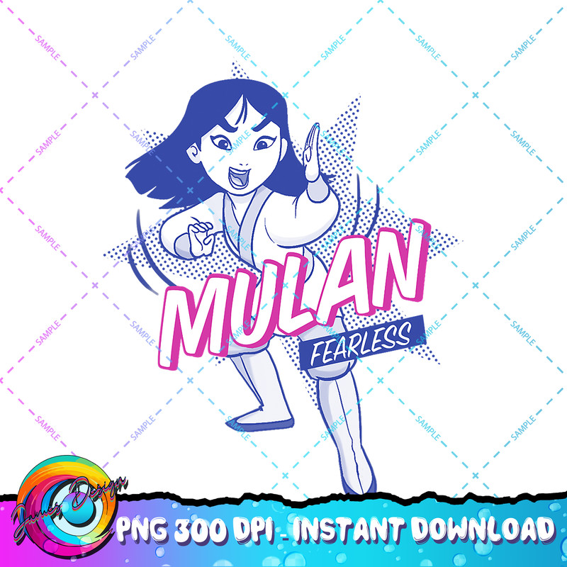 Disney Mulan Hashtag Fearless Pop Art PNG Download.jpg
