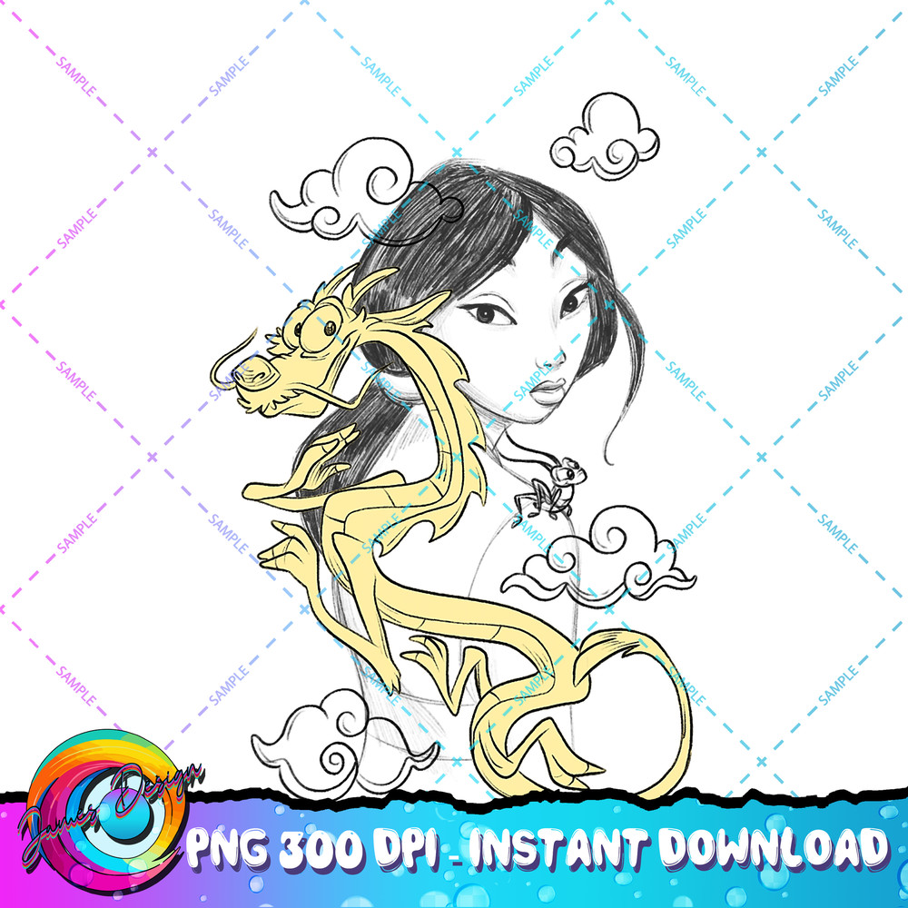 Disney Mulan & Mushu Portrait Outline PNG Download.jpg