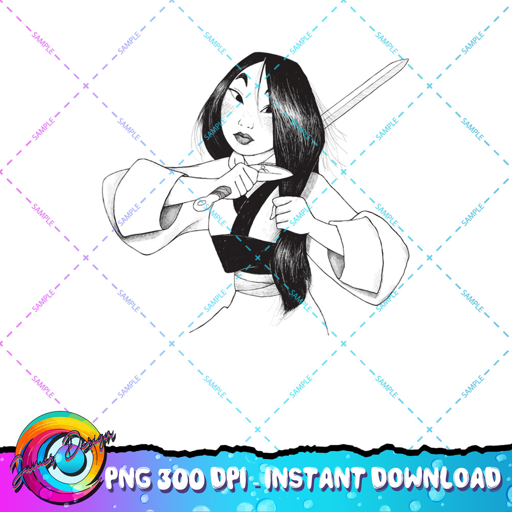 Disney Mulan Haircut Scene Outline Simple Portrait PNG Download.jpg