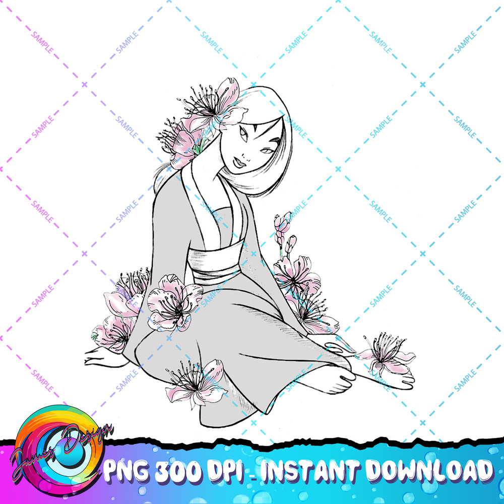Disney Mulan Mulan Sitting Among The Flowers Bloomed PNG Download.jpg