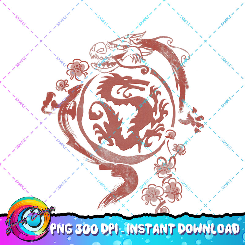 Disney Mulan Mushu Red Ink Wash Dragon PNG Download.jpg