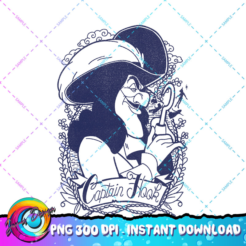 Disney Peter Pan Captain Hook Outline Portrait PNG Download copy.jpg