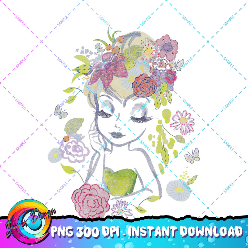 Disney Peter Pan Tinker Bell Floral Watercolor Portrait PNG Download copy.jpg