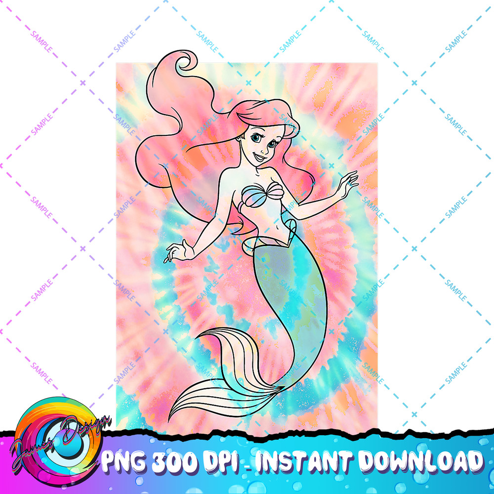 Disney Princess The Little Mermaid Tie Dye Ariel PNG Download.jpg