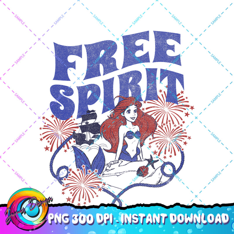 Disney The Little Mermaid 4th Of July Ariel Free Spirit PNG Download.jpg