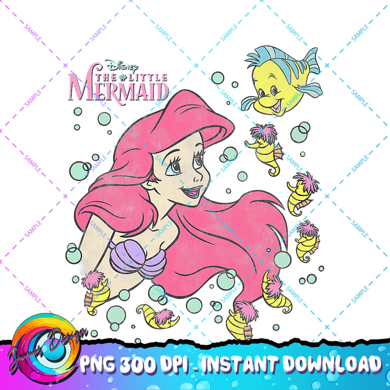 Disney The Little Mermaid Ariel and Flounder Bubble Poster PNG Download.jpg