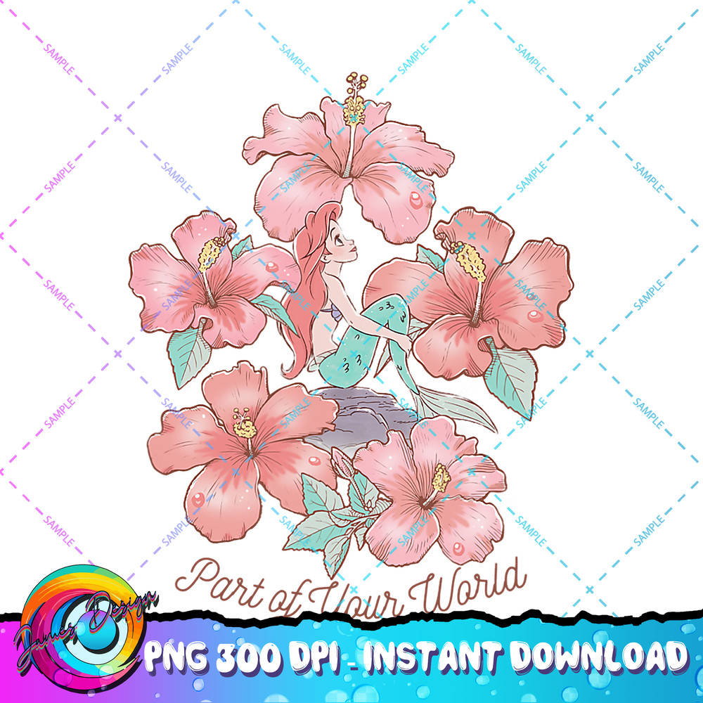 Disney The Little Mermaid Ariel Hibiscus Mermaid PNG Download.jpg