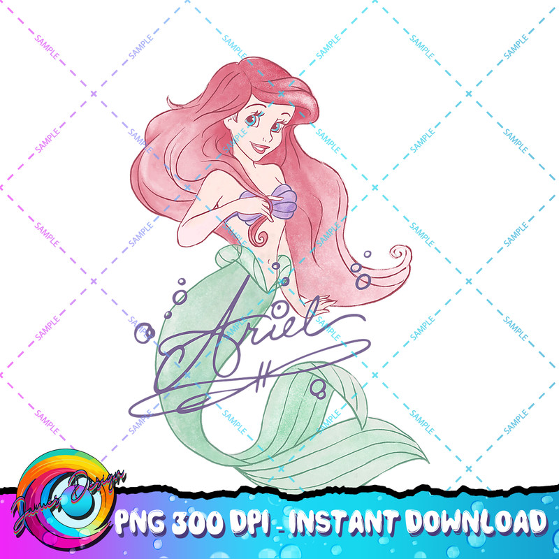 Disney The Little Mermaid Ariel Signed Portrait PNG Download.jpg