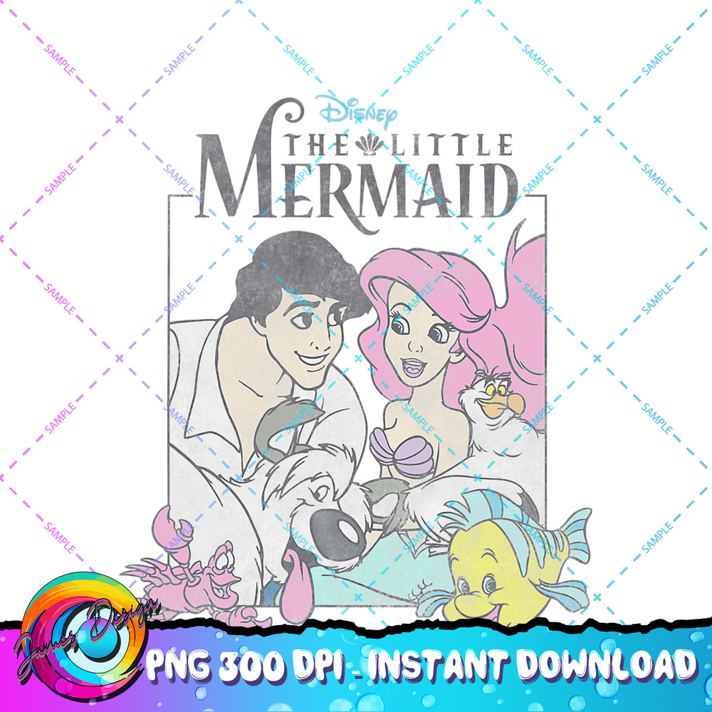 Disney The Little Mermaid Vintage Group Poster PNG Download.jpg