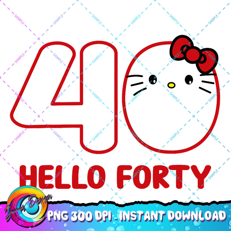 Happy Birthday Kitty, Cute Hello Forty Bday 40th Kawaii Gift PNG Download copy.jpg